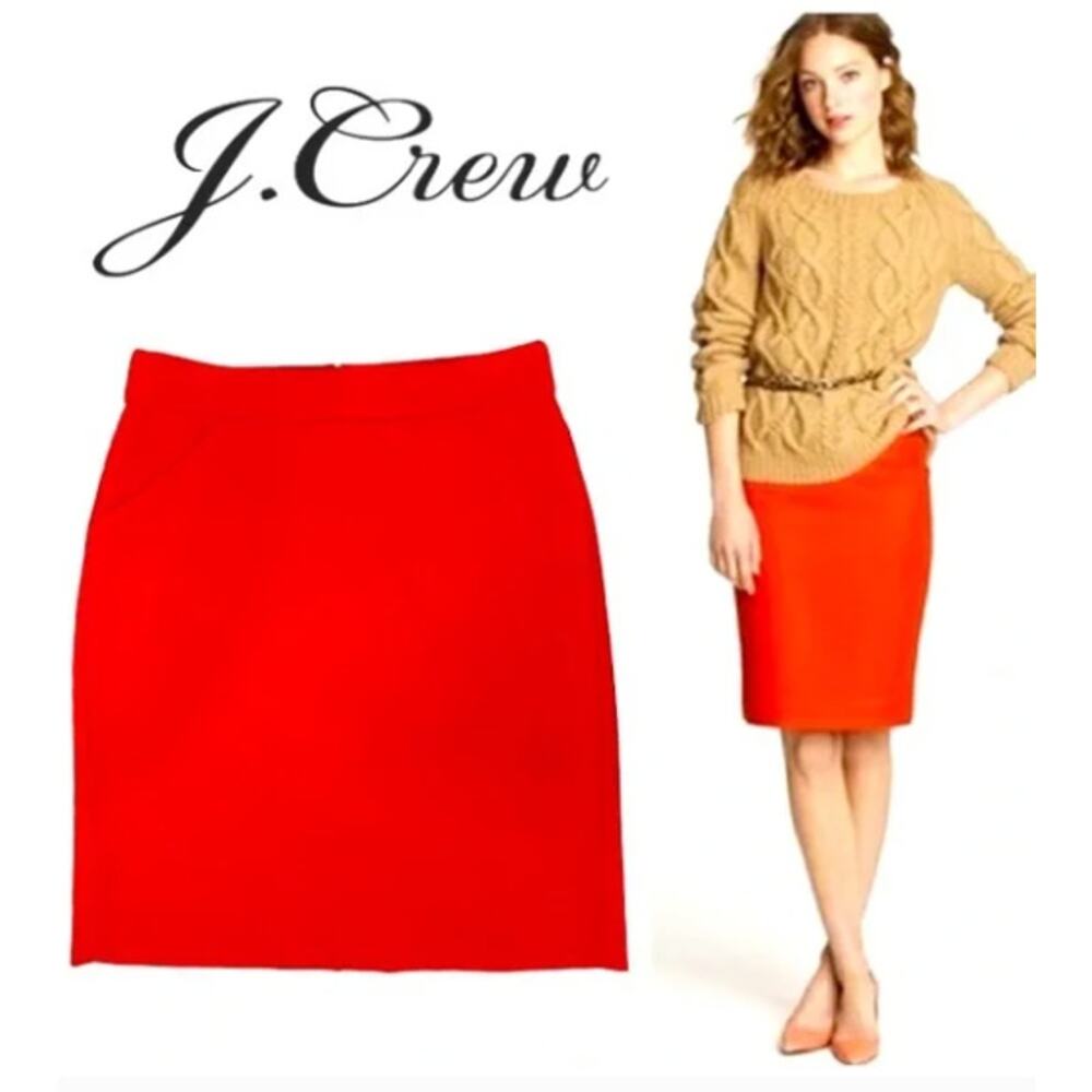 J. Crewβ The Pencil Skirt Red Cotton 6